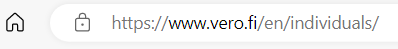 The address bar contains a lock icon and the address https://www.vero.fi/en/individuals to the Tax Administration’s website.