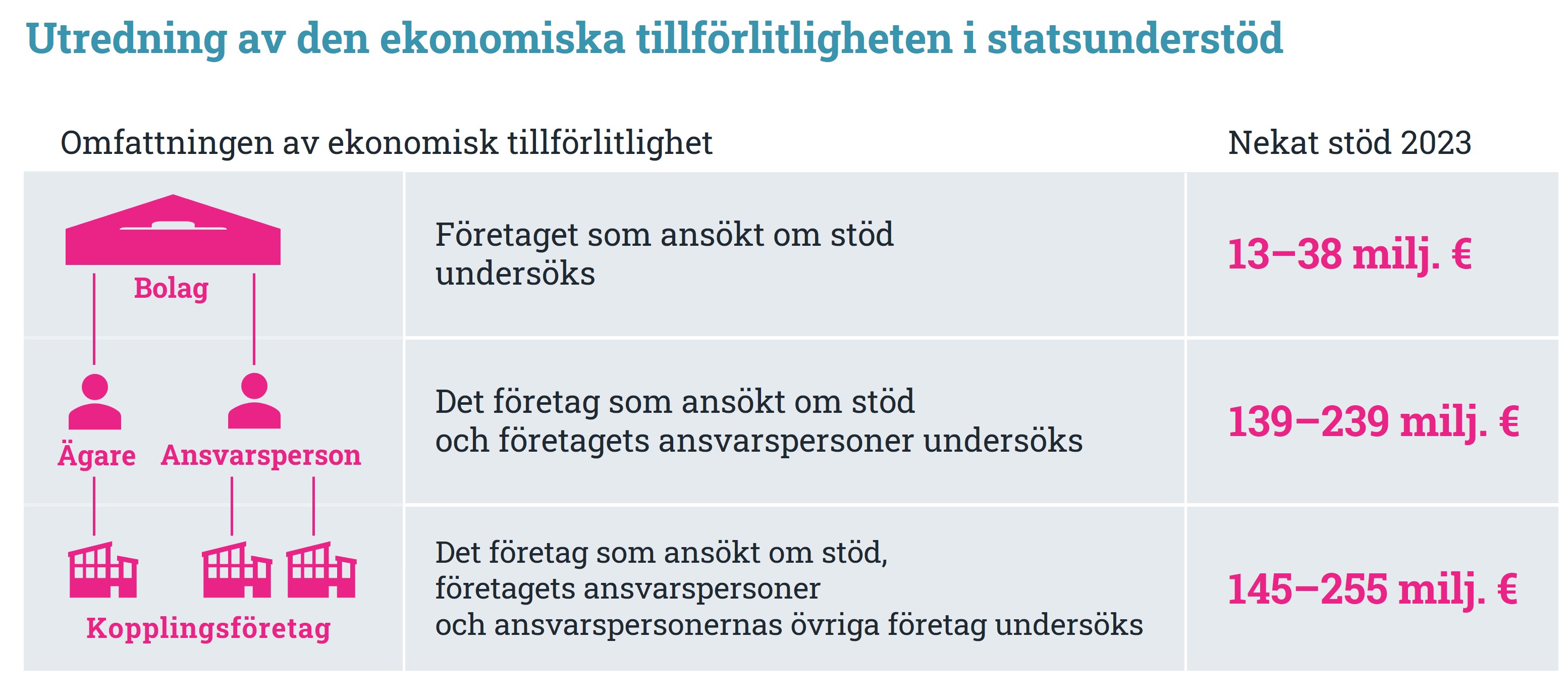 Utredning av den ekonomiska tillförlitligheten i statsunderstöd