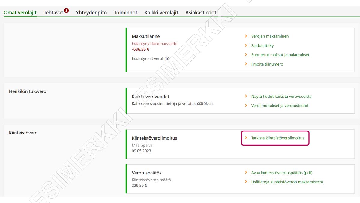 Näin tarkistat kiinteistöveroilmoituksen OmaVerossa 