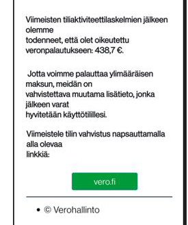 Example of a scam email in Finnish.